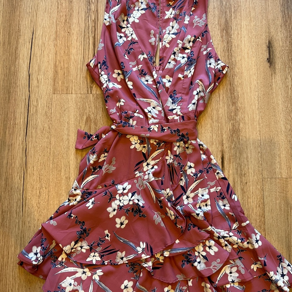 Floral Sleeveless Pink Dress